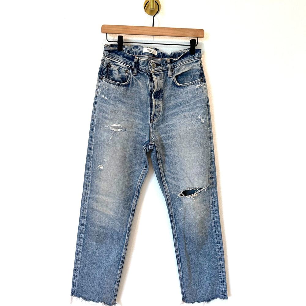 Moussy Vintage Jeans High Rise Distressed Button Fly Selvedge Denim Size 26